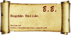 Bogdán Belián névjegykártya